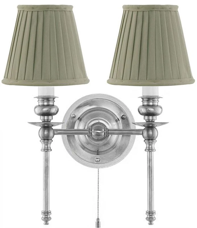 Vägglampa - Wivallius nickel, olivgrön tygskärm