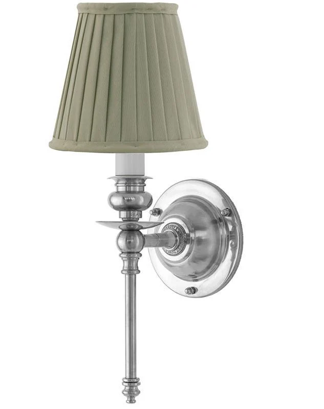 Vägglampa - Ribbing nickel, olivgrön skärm