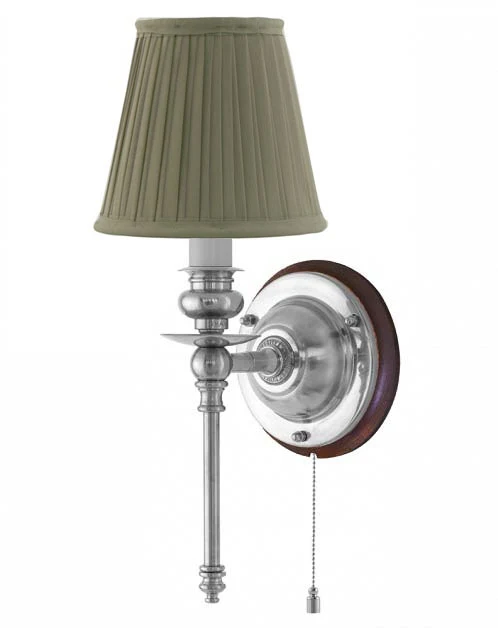 Vägglampa - Ribbing nickel, olivgrön skärm