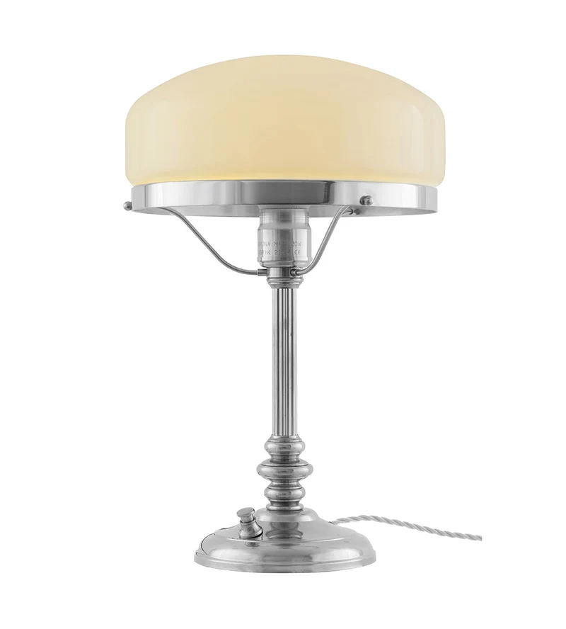 Bordslampa - Karlfeldt nickel, benvit skärm