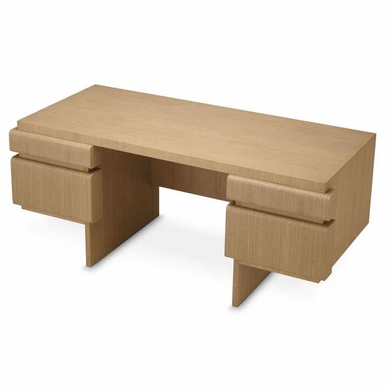 Casa Padrino Luxus Schreibtisch mit 4 Schubladen Naturfarben 180,5 cm - Büro Möbel