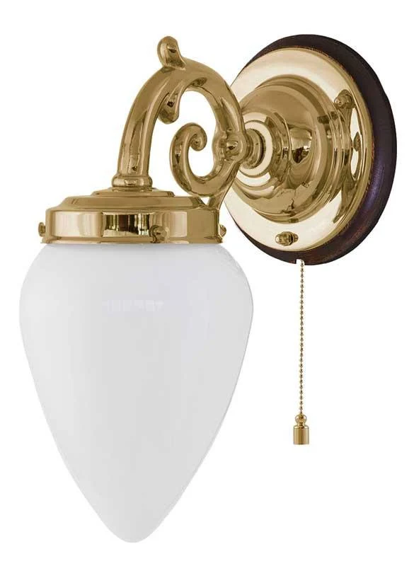 Vägglampa - Topelius mässing, opalvit droppe
