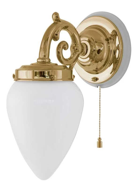 Vägglampa - Topelius mässing, opalvit droppe