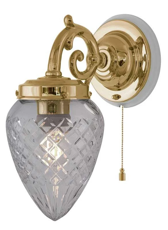 Vägglampa - Topelius mässing, klar droppe