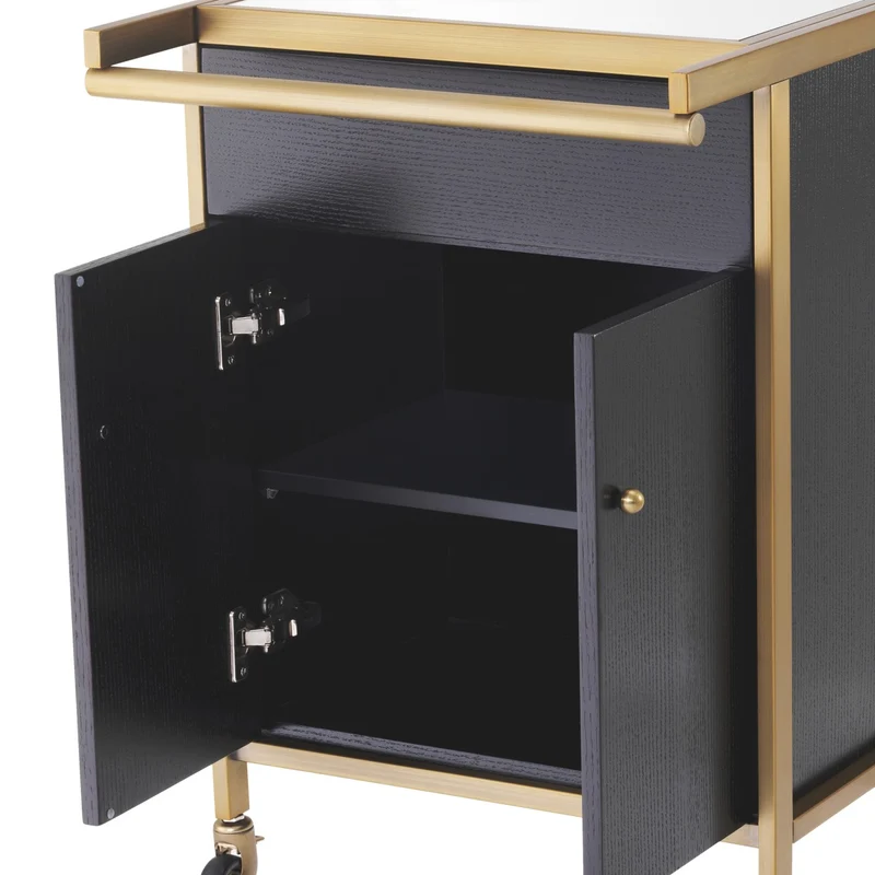 Eichholtz Trolley Eiffel Gebürstetes Messing 94,5 x 54 x H. 83,5 cm - Servierwagen mit zwei abnehmbaren Tabletts