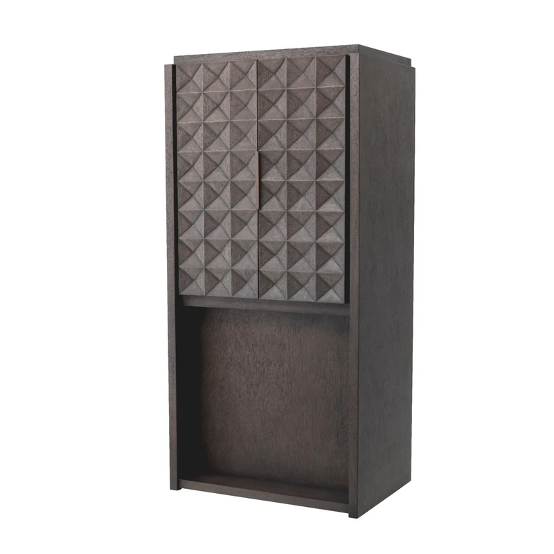 Eichholtz Wine Cabinet Jane Mocha Meranti 81,5 x 56 x H. 171 cm - Bar- und Weinschrank mit Marketerie