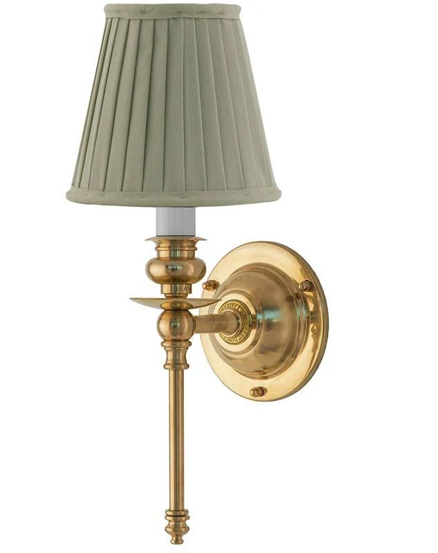Vägglampa - Ribbing mässing, olivgrön skärm