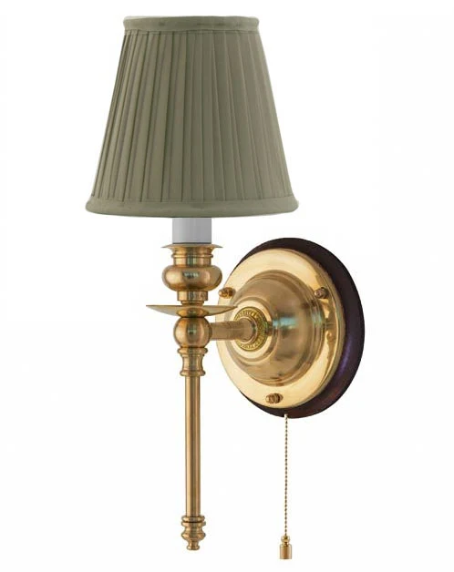 Vägglampa - Ribbing mässing, olivgrön skärm