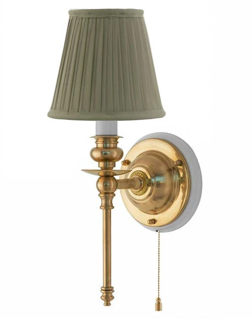 Vägglampa - Ribbing mässing, olivgrön skärm