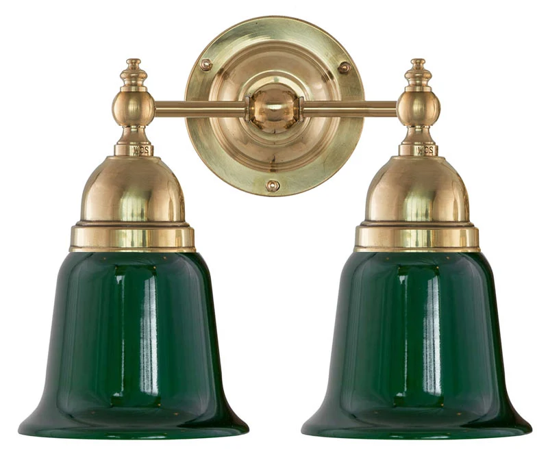 Vägglampa - Bergman mässing, grön klocka