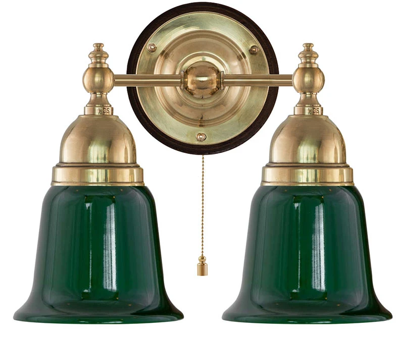 Vägglampa - Bergman mässing, grön klocka