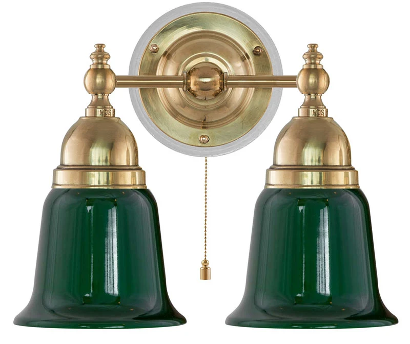 Vägglampa - Bergman mässing, grön klocka