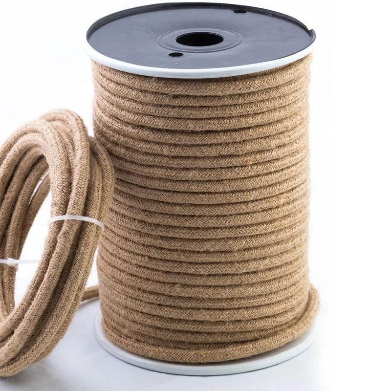 Vintage Textilkabel Hanfseil Stromkabel in Natur Beige~1163