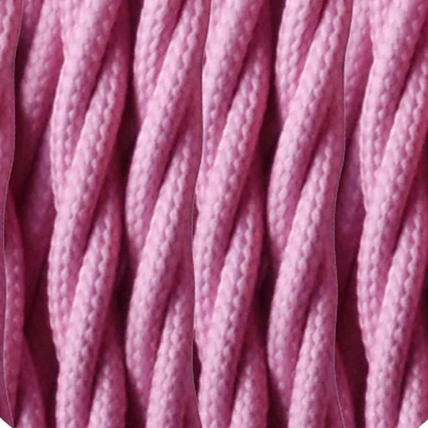 Vintage 3-adriges, gedrehtes Stoffkabel Babyrosa,0,75mm~1205