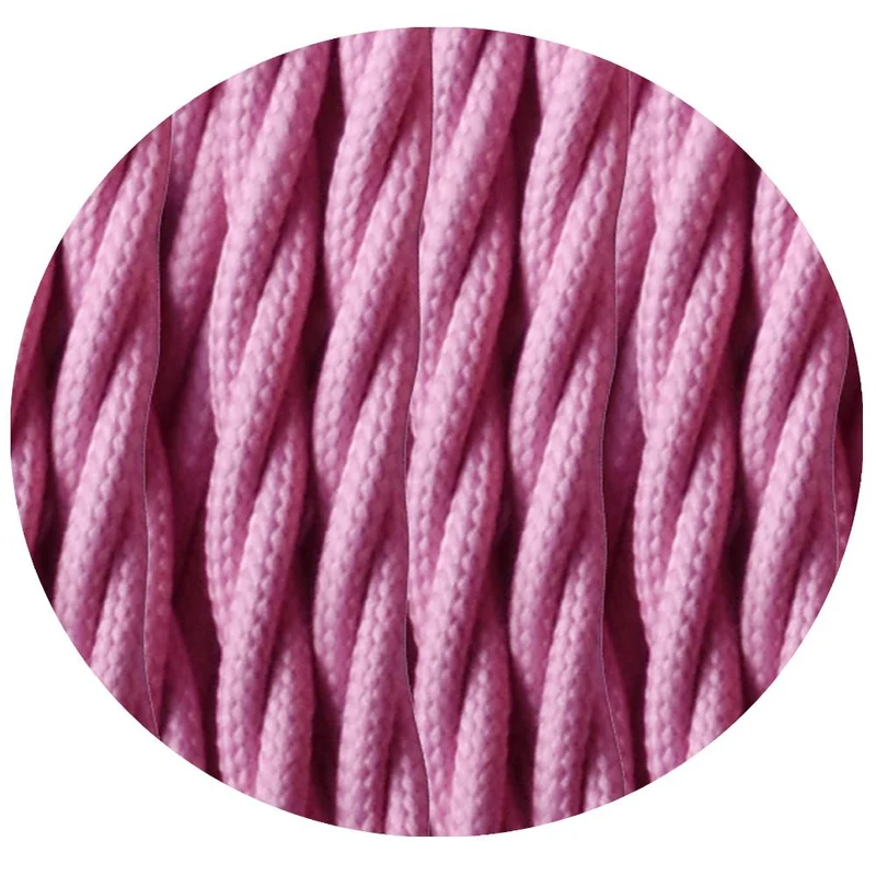 Vintage 3-adriges, gedrehtes Stoffkabel Babyrosa,0,75mm~1205