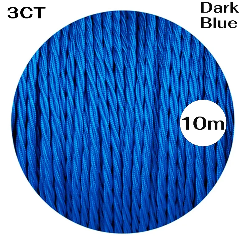 LEDSONE Textilkabel Dunkelblau 3-adrig Gedreht Stoff ~1204