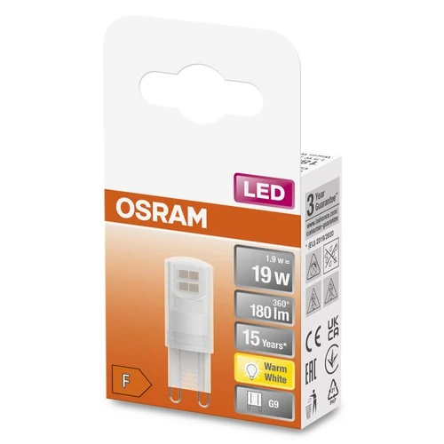 OSRAM LED Stiftsockellampe PIN G9 mit Retrofit-Stecksockel G9 1.9W , Warmweiß
