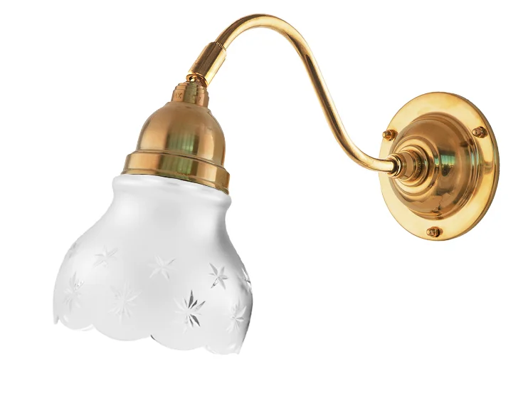 Vägglampa - Runeberg mässing, slipat mattglas