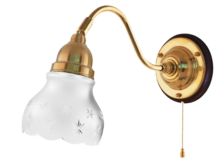 Vägglampa - Runeberg mässing, slipat mattglas