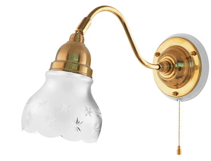 Vägglampa - Runeberg mässing, slipat mattglas
