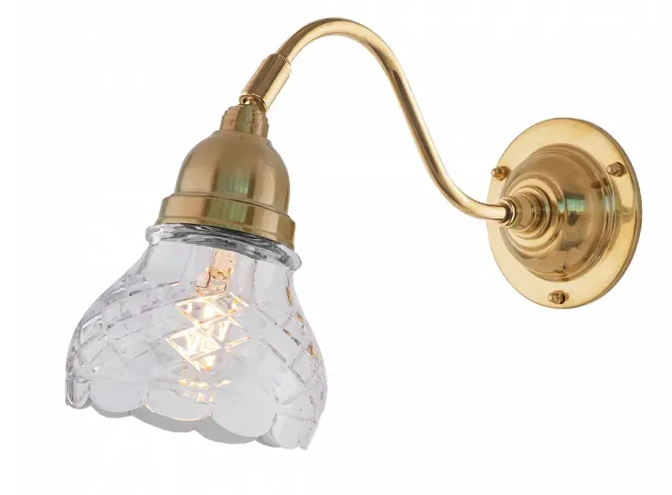 Vägglampa - Runeberg mässing, slipat klarglas