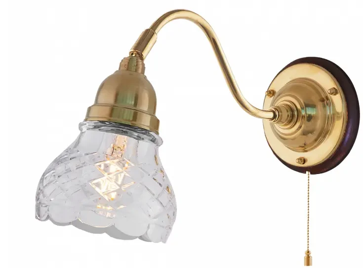 Vägglampa - Runeberg mässing, slipat klarglas