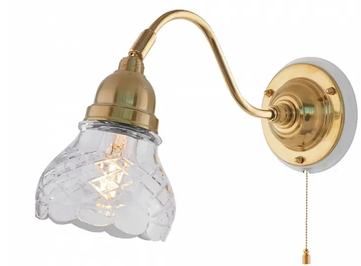 Vägglampa - Runeberg mässing, slipat klarglas