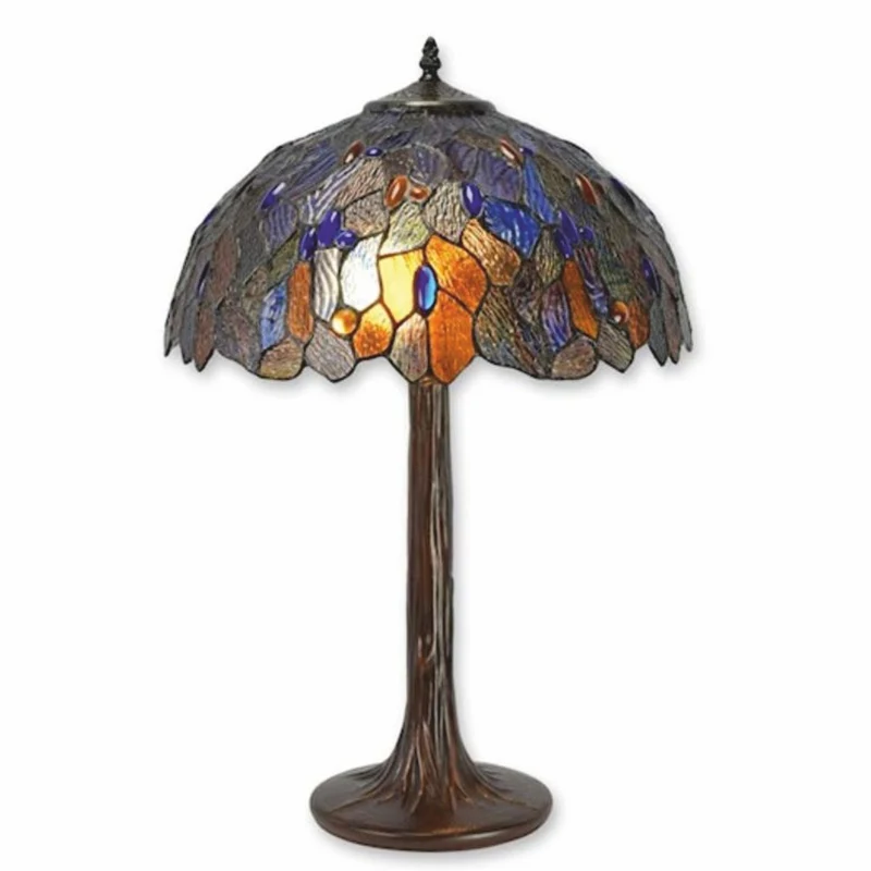 Casa Padrino Tiffany Tischleuchte Bunt / Dunkelbraun H. 60 cm - Tiffany Leuchten