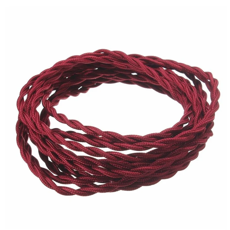 Ledsone Textilkabel 3-adrig Burgund Gedreht Stoffkabel ~1200