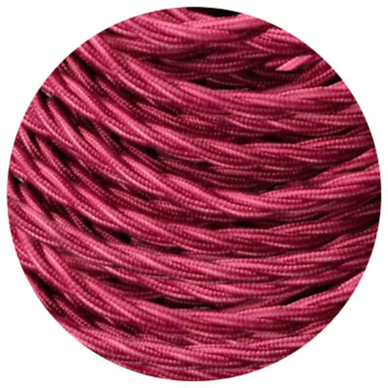 Ledsone Textilkabel 3-adrig Burgund Gedreht Stoffkabel ~1200