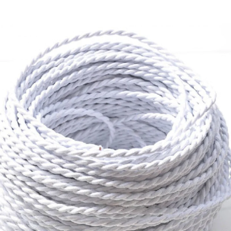 Ledsone Textilkabel 3-adrig Weiß Gedreht Stoffkabel ~1196