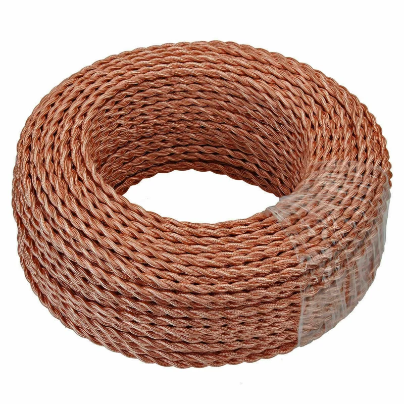 Ledsone Textilkabel Roségold – 3-adrig & Gedreht ~2954