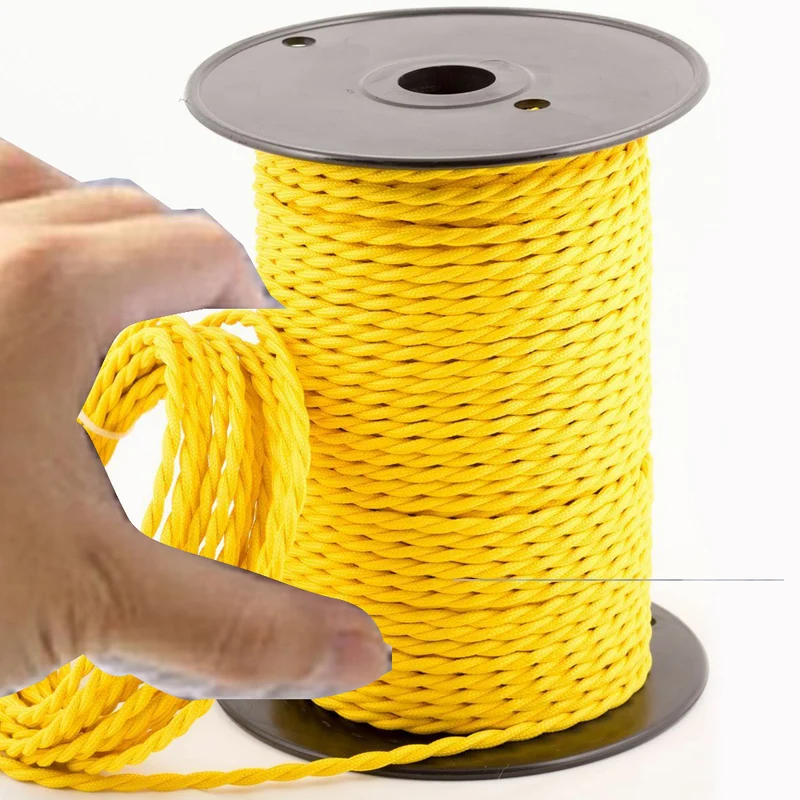 3x0,75mm² verdrilltes gelbes kabel textilummantelt~1190