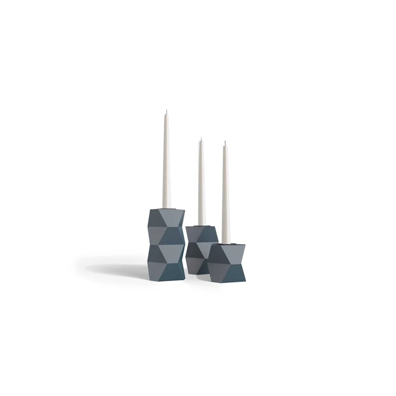 Set of Three Aluminium Candlestick Holders TRE GRAZIE by Luca Dalla Villa