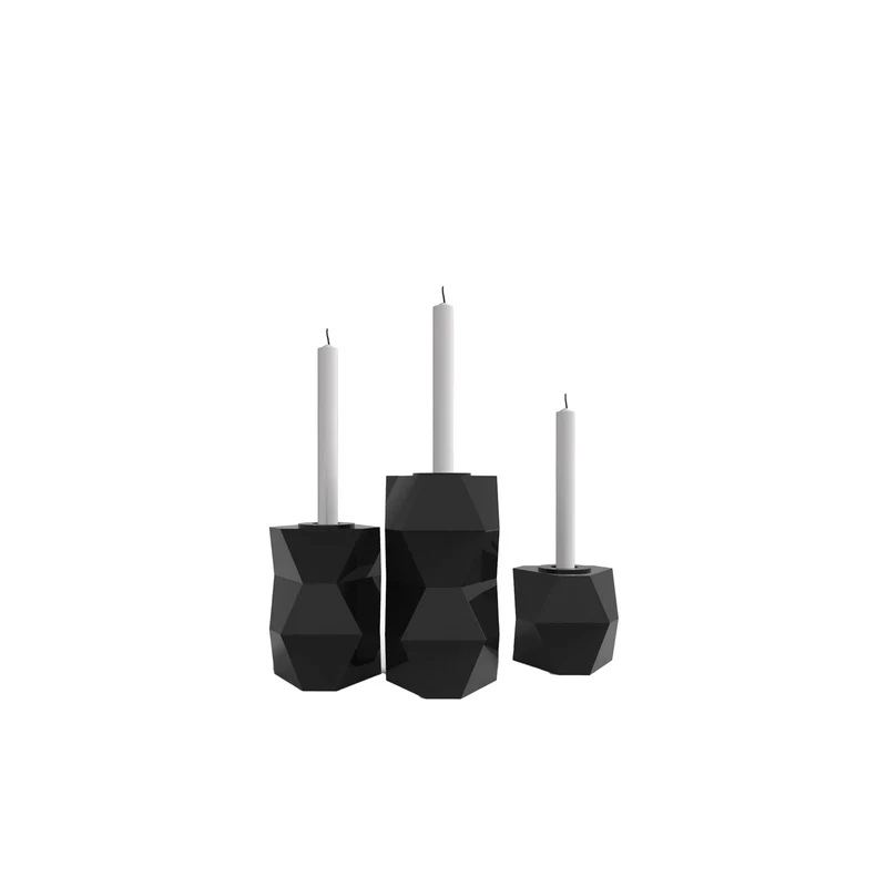 Set of Three Aluminium Candlestick Holders TRE GRAZIE by Luca Dalla Villa