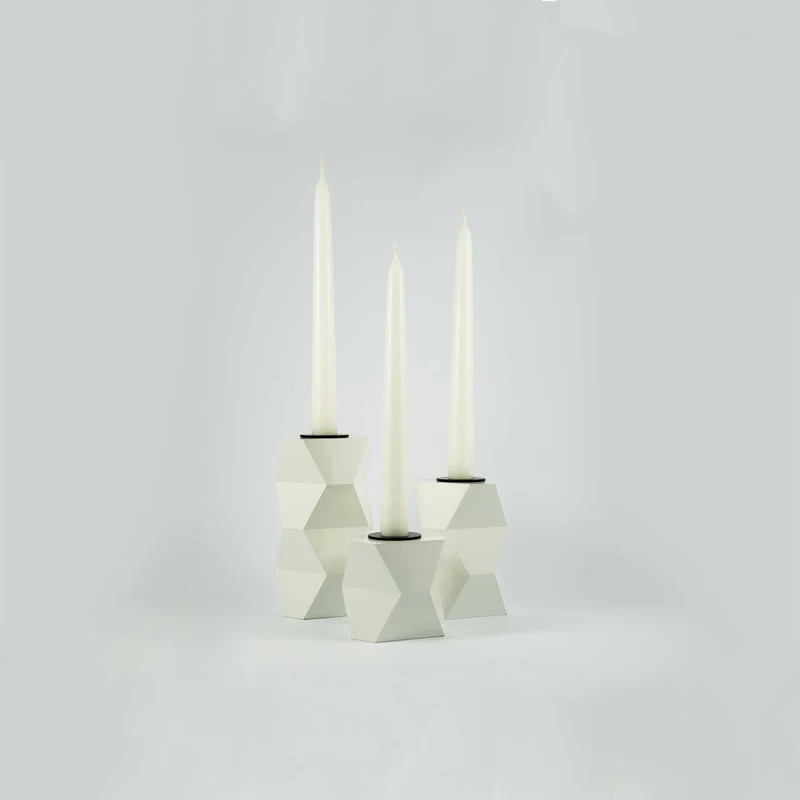 Set of Three Aluminium Candlestick Holders TRE GRAZIE by Luca Dalla Villa
