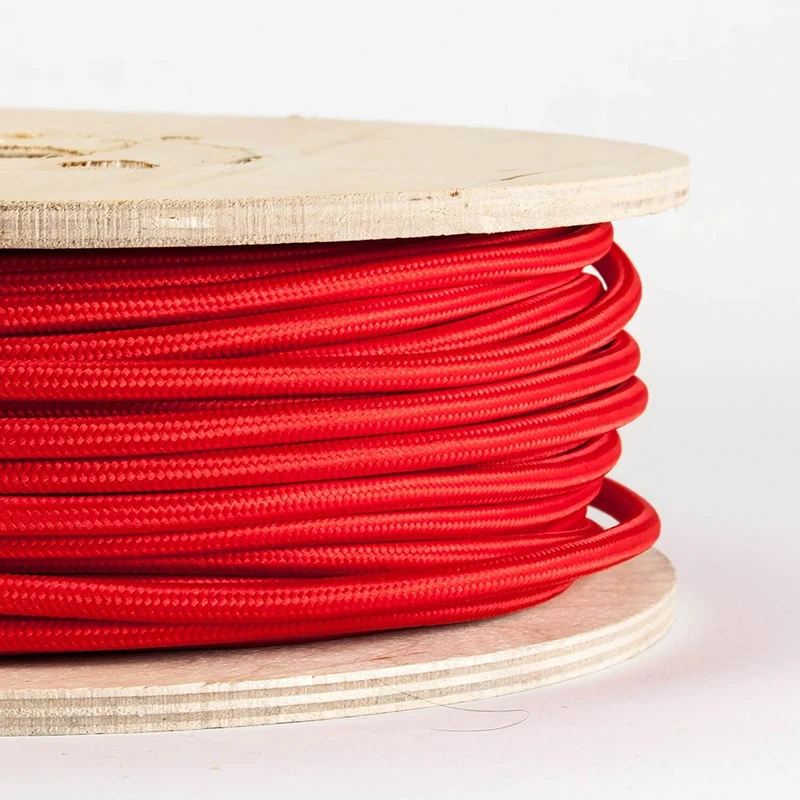 Rot Stromkabel Textilkabel Lampenkabel Textilleitung 2x0.75mm² Rund ~1146