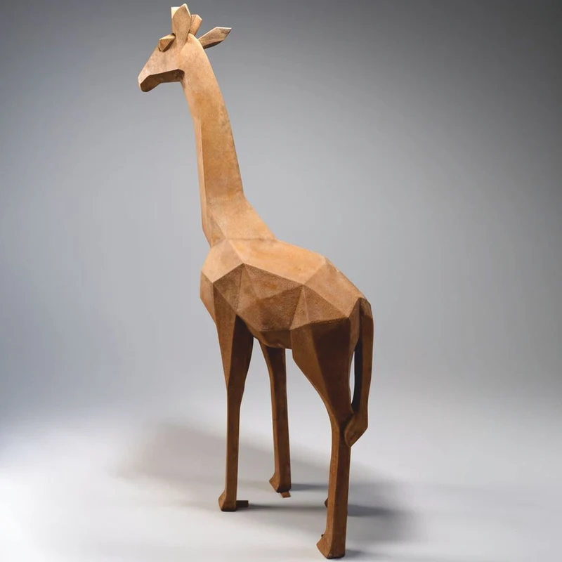 Casa Padrino Garten Deko Skulptur Giraffe Rost H. 200 cm - Abstrakte Garten Deko Figur - Abstrakte Garten Skulpturen