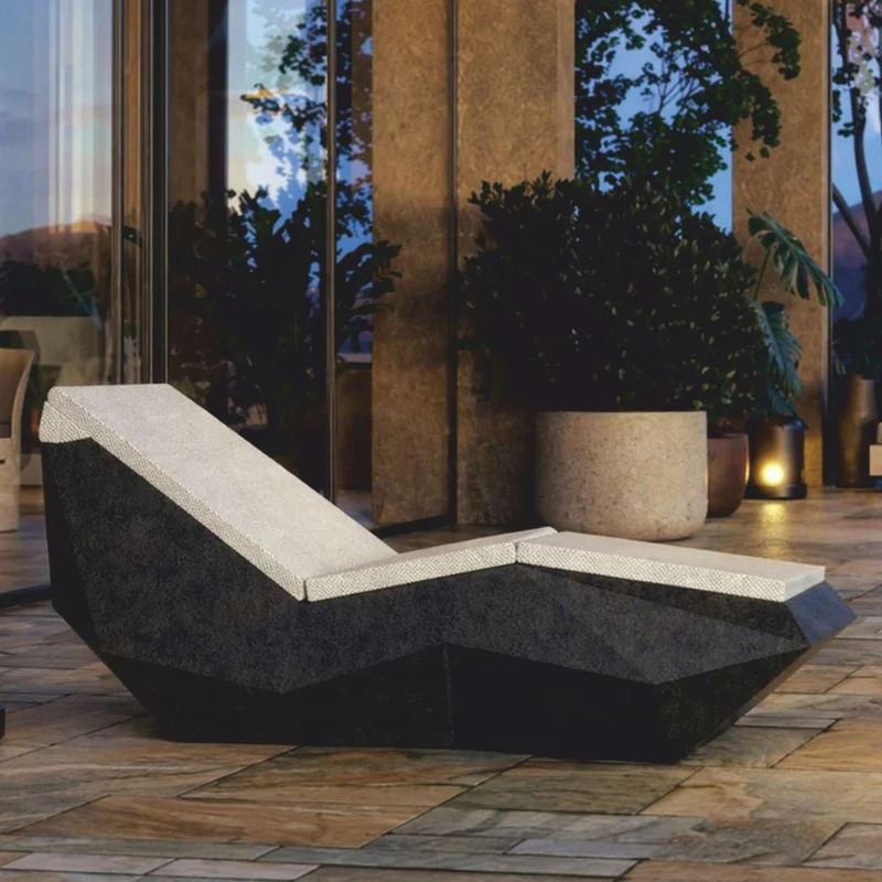 Casa Padrino Luxus Gartenliege Matt Schwarz / Creme 192 cm - Hotel & Garten Möbel