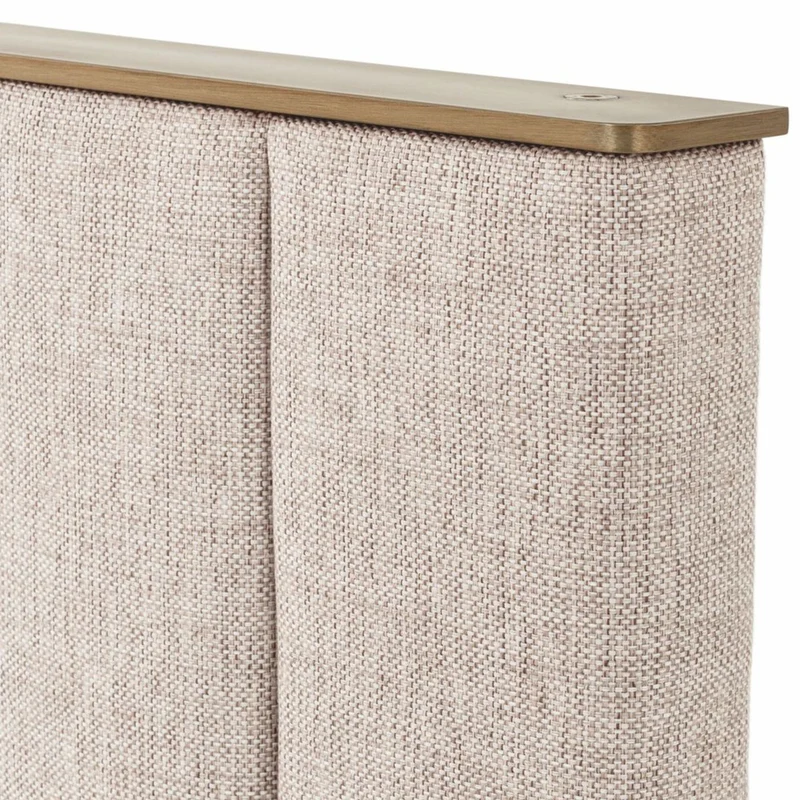Casa Padrino Luxus Doppelbett Naturfarben / Messing / Schwarzgrau 180 x 210 cm - Schlafzimmer Möbel