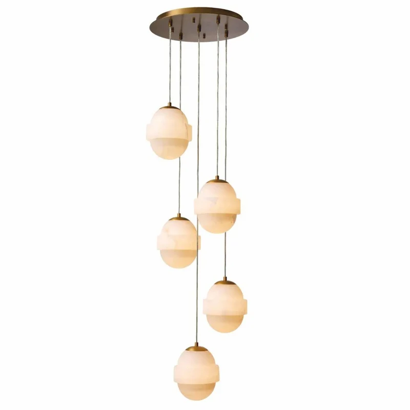 Casa Padrino Luxus Kronleuchter Antik Messing / Alabaster Ø 45 x H. 120 cm