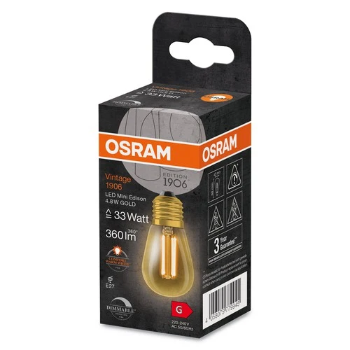 OSRAM Vintage 1906 LED-Lampe, Gold-Tönung, 4,8W, 360lm , Warmweiß , E27
