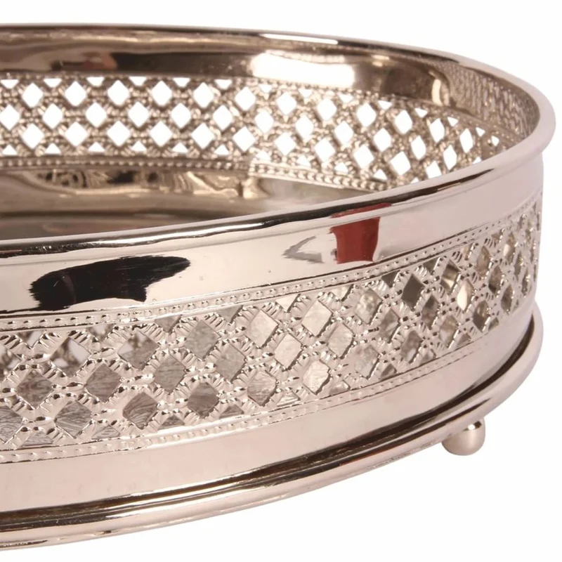 Casa Padrino Barock Messing Serviertablett Silber 30 cm - Barock Deko Accessoires - Gastronomie Accessoires