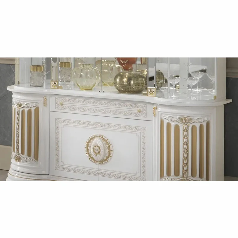 Casa Padrino Luxus Barock Vitrine Weiß / Gold 173 x H. 213 cm - Barock Möbel - Made in Italy