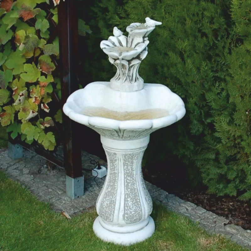 Casa Padrino Jugendstil Springbrunnen Weiß / Grau H. 111 cm - Eleganter Gartenbrunnen