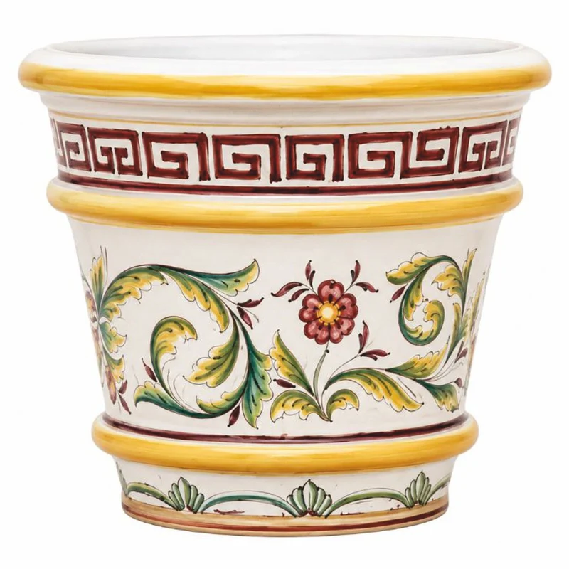 Casa Padrino Luxus Keramik Blumentopf Weiß / Bunt Ø 52 x H. 40 cm - Garten Deko