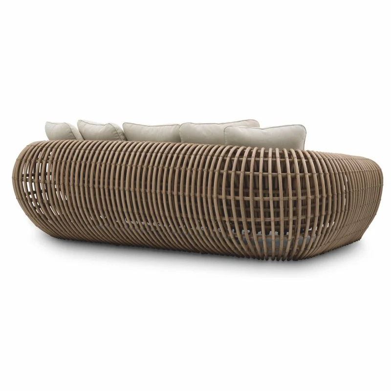 Casa Padrino Luxus Garten Sofa Braun / Sandfarben 229,5 cm - Garten & Hotel Möbel
