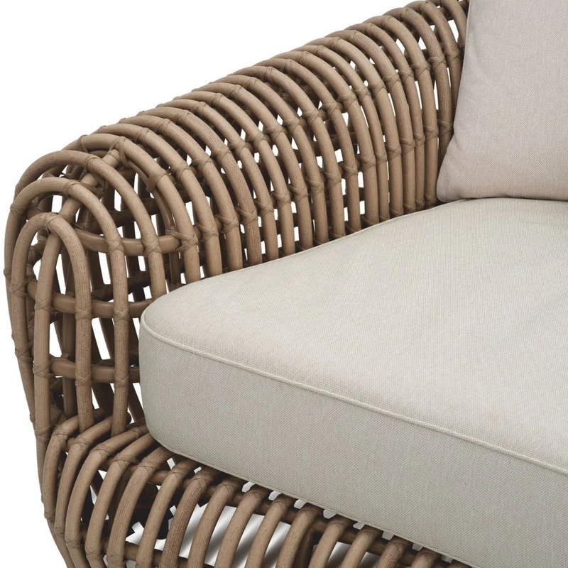 Casa Padrino Luxus Garten Sofa Braun / Sandfarben 229,5 cm - Garten & Hotel Möbel