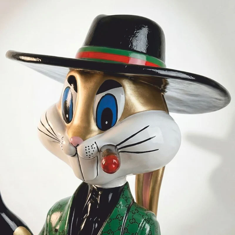 Casa Padrino Deko Skulptur Hase Bunt H. 120 cm - Garten Deko Figur