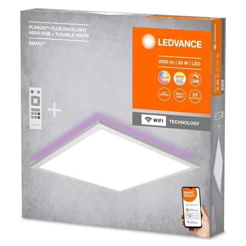 LEDVANCE SMART+ WiFi LED-Rahmen-Panelleuchte 45cm x 45cm, RGB, inkl. Fernbedienung 27W, 1800lm, weiß